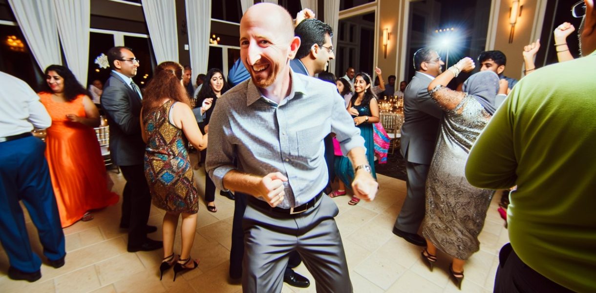 un homme danse avec d'autres personnes lors d'une soirée animée